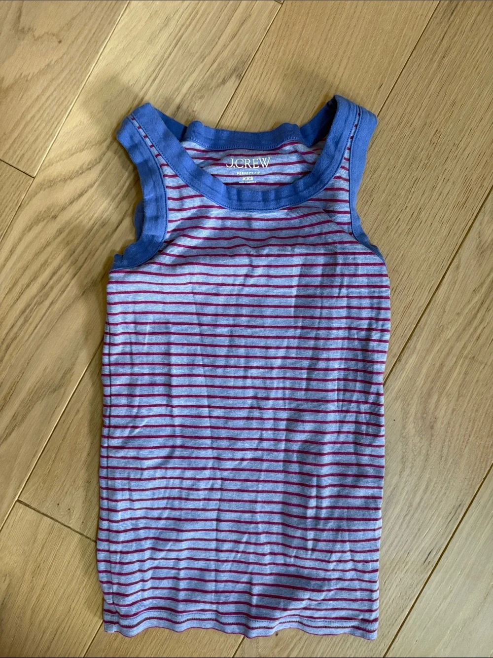 J. Crew Blue Trim Tank with Pink Stripes